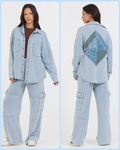 Vintage Havana Washed Denim Terry w/ Patchwork