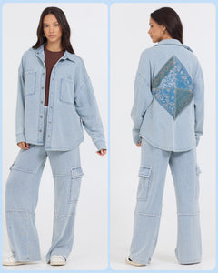 Vintage Havana Washed Denim Terry w/ Patchwork