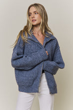 Zip-Up Knit Sweater Cardigan- Navy