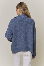 Zip-Up Knit Sweater Cardigan- Navy