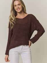 Lightweight Relaxed Knit Sweater Top- Taupe or Brown