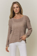 Lightweight Relaxed Knit Sweater Top- Taupe or Brown