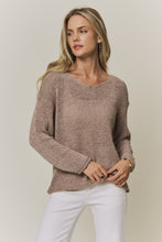 Lightweight Relaxed Knit Sweater Top- Taupe or Brown