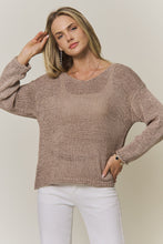 Lightweight Relaxed Knit Sweater Top- Taupe or Brown