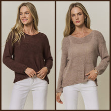 Lightweight Relaxed Knit Sweater Top- Taupe or Brown