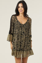 Chiffon V Neck Smocked Bust Lace Trim Bell Sleeve