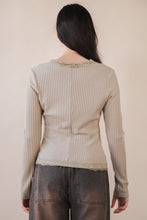 Button Down Lace Trim Fitted Knit Top - Wine, Taupe, or Black