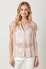 Flutter Sleeve Mix Printed Top - Lavender Mix