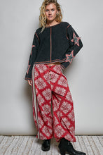 Double POL Gauze Color Blocked Star Patch Solid Thermal Knit Top - Washed Black
