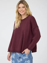 Raw Edge Extended Shoulder Long Sleeve Sweater - Assorted Colors
