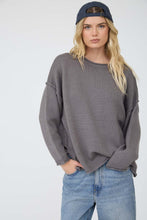 Raw Edge Extended Shoulder Long Sleeve Sweater - Assorted Colors
