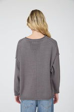 Raw Edge Extended Shoulder Long Sleeve Sweater - Assorted Colors