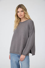 Raw Edge Extended Shoulder Long Sleeve Sweater - Assorted Colors