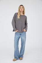 Raw Edge Extended Shoulder Long Sleeve Sweater - Assorted Colors