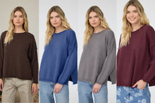 Raw Edge Extended Shoulder Long Sleeve Sweater - Assorted Colors