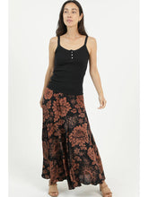 Printed Bias Cut Maxi Skirt - Black