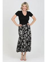 Printed Bias Cut Maxi Skirt - Black