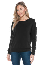Ariella Top With Sleeve Sequin Detail - Black or Navy