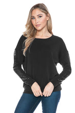 Ariella Top With Sleeve Sequin Detail - Black or Navy