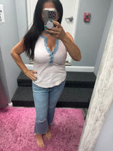 Mystree Washed Thermal Sleeveless Henley Top - Black, Grey,  BluePurple or Cream