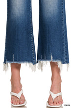 ZENANA MID RISE STRAIGHT RAW HEM DENIM PANTS