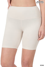 ZENANA BRUSHED WIDE WAISTBAND BIKER SHORTS - BLACK OR BONE