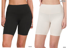ZENANA BRUSHED WIDE WAISTBAND BIKER SHORTS - BLACK OR BONE