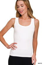 ZENANA 2 WAY NECKLINE WASHED RIBBED CROPPED TANK TOP - ASSORTED COLORS