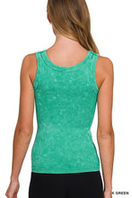 ZENANA 2 WAY NECKLINE WASHED RIBBED CROPPED TANK TOP - ASSORTED COLORS