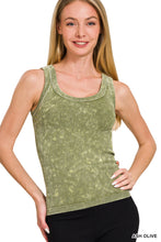 ZENANA 2 WAY NECKLINE WASHED RIBBED CROPPED TANK TOP - ASSORTED COLORS