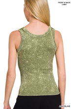 ZENANA 2 WAY NECKLINE WASHED RIBBED CROPPED TANK TOP - ASSORTED COLORS