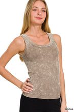 ZENANA 2 WAY NECKLINE WASHED RIBBED CROPPED TANK TOP - ASSORTED COLORS