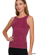 ZENANA 2 WAY NECKLINE WASHED RIBBED CROPPED TANK TOP - ASSORTED COLORS