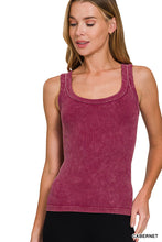 ZENANA 2 WAY NECKLINE WASHED RIBBED CROPPED TANK TOP - ASSORTED COLORS