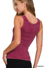 ZENANA 2 WAY NECKLINE WASHED RIBBED CROPPED TANK TOP - ASSORTED COLORS