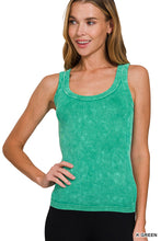 ZENANA 2 WAY NECKLINE WASHED RIBBED CROPPED TANK TOP - ASSORTED COLORS