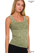 ZENANA 2 WAY NECKLINE WASHED RIBBED CROPPED TANK TOP - ASSORTED COLORS