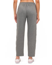 Ariella Straight Leg Pant W/ Pleather Detail In Scuba - Grey W/ Snake Trim