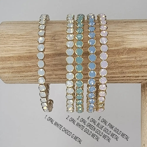 Rhinestone opal gold metal bracelet