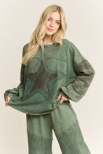 Mineral wash Camo Star Terry Sweatshirt Top - Olive
