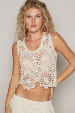 POL Round neck sleeveless regular fit top in crochet with asymmetrical hem - Natural