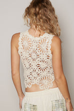 POL Round neck sleeveless regular fit top in crochet with asymmetrical hem - Natural