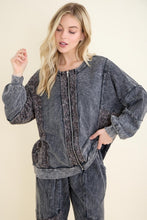 Mineral Washed Cheetah Zipper Bomber Fall Jacket - Ashed Oak Or Ashed Black