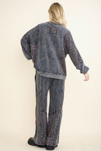 Mineral Washed Cheetah Zipper Bomber Fall Jacket - Ashed Oak Or Ashed Black