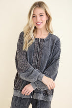 Mineral Washed Cheetah Zipper Bomber Fall Jacket - Ashed Oak Or Ashed Black