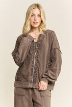 Mineral Washed Cheetah Zipper Bomber Fall Jacket - Ashed Oak Or Ashed Black