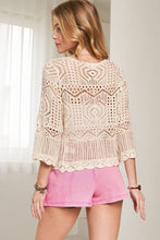 Front Drawstring Crochet Top - Beige Or Black