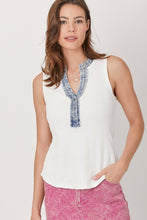 Mystree Washed Thermal Sleeveless Henley Top - Black, Grey,  BluePurple or Cream