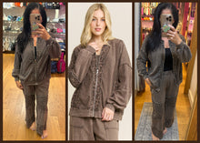 Mineral Washed Cheetah Zipper Bomber Fall Jacket - Ashed Oak Or Ashed Black