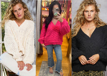 POL Chenille Sweater - Black, Cream, Evening Blue, Fuchsia